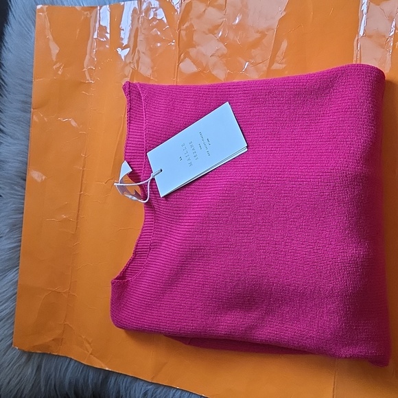 Nwt! Sezane Pull Clement Sweater With 50% Merino Woll In Fuschia - Picture 6 of 6